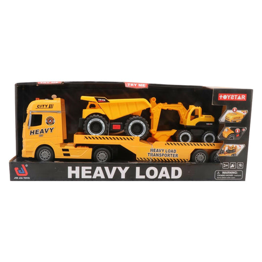 Dieplader met dump truck en graafmachine - 54cm