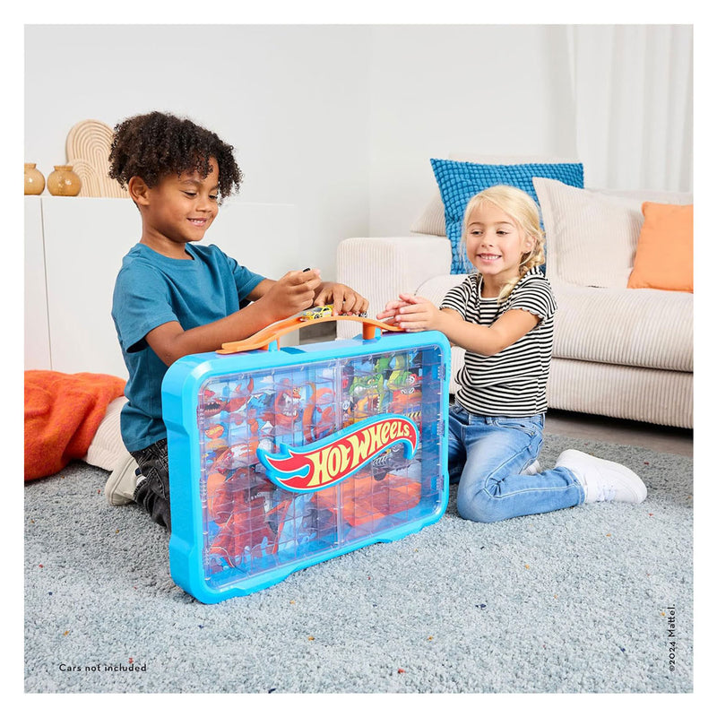 Afbeelding laden in galerijviewer, Klein toys hot wheels - verzamelkoffer - vitrine - geschikt voor 54 auto's - blauw oranje
