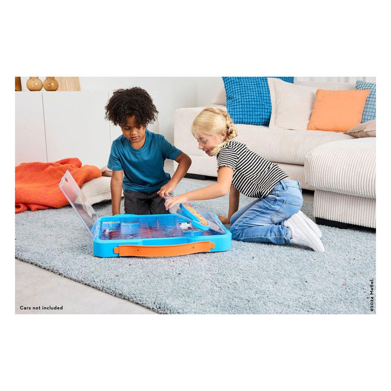 Afbeelding laden in galerijviewer, Klein toys hot wheels - verzamelkoffer - vitrine - geschikt voor 54 auto's - blauw oranje
