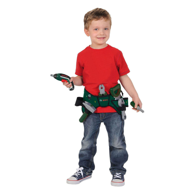 Afbeelding laden in galerijviewer, Klein toys bosch mini gereedschapsgordel-set - accuschroevendraaier, hamer, tang, zaag, moersleutel, schroevendraaier - incl. licht- en geluidseffecten - groen rood
