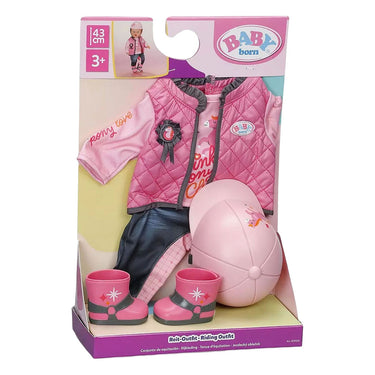 Baby born poppenkleding paardrijden 43cm - outfit met helm.