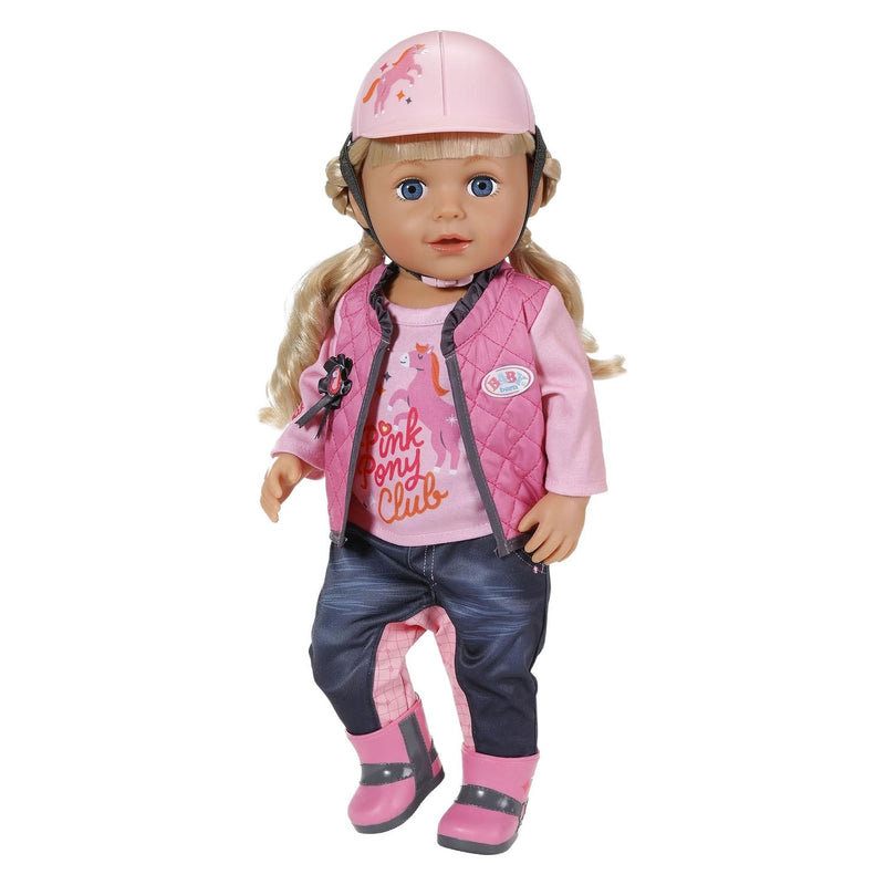 Afbeelding laden in galerijviewer, Baby born poppenkleding paardrijden 43cm - outfit met helm.
