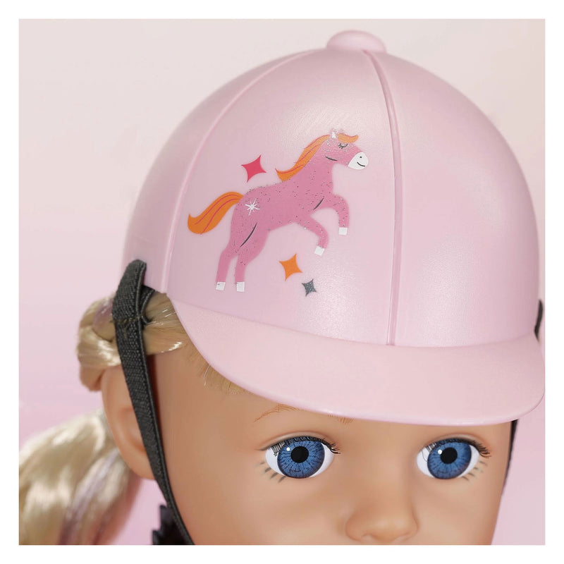 Afbeelding laden in galerijviewer, Baby born poppenkleding paardrijden 43cm - outfit met helm.
