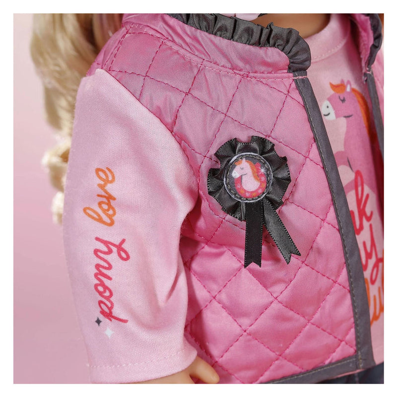 Afbeelding laden in galerijviewer, Baby born poppenkleding paardrijden 43cm - outfit met helm.
