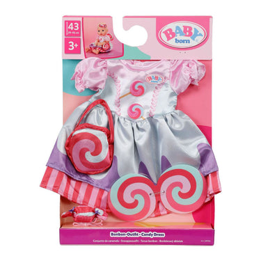 Baby born poppenoutfit kleurrijk snoepjurk 43cm poppenkleding.