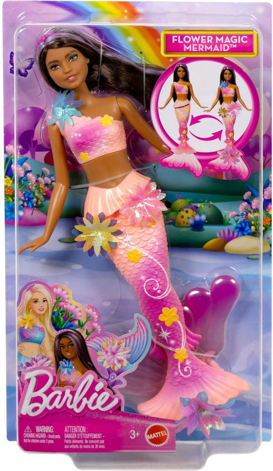 Barbie flower magic zeemeerminpop – magische bloemen die bloeien - bruin roze