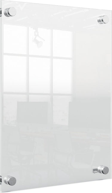 Nobo premium plus wandgemonteerde a4 poster frame voor documenten, posters - met hoekmontage - transparant acryl