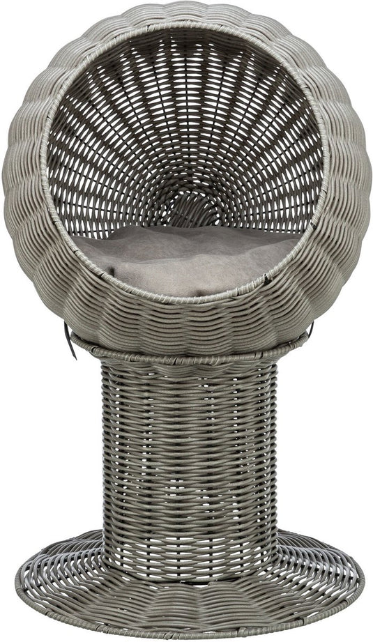 Trixie kattenmand amalia rond polyrattan grijs