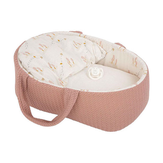 Elegance babyto babypop roze met draagmand en kussen - 33 cm
