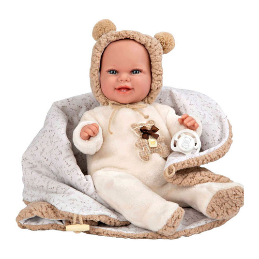 Elegance babyto babypop beige berenpakje met dekentje - 35 cm
