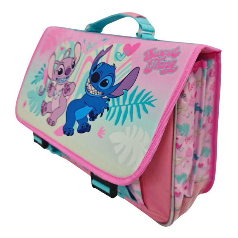 Afbeelding laden in galerijviewer, Disney stitch love schooltas met 2 compartimenten met voorvak
