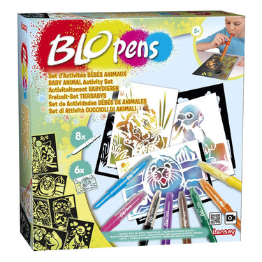 Blopens knutsel set babydieren met 8 blaaspennen