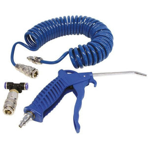 Carpoint blaaspistool set – 3-delig – 5m spiraalslang – 120mm mondstuk – 10 bar – met snelkoppeling t-stuk
