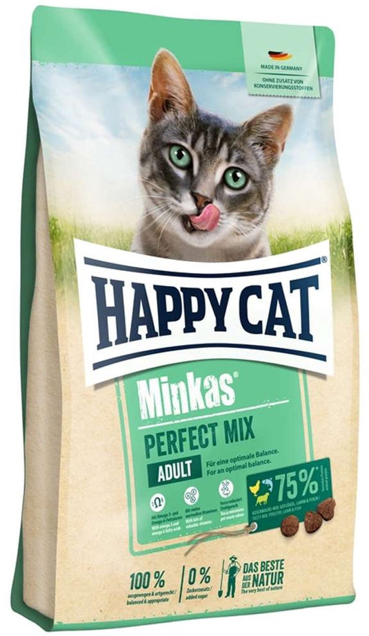 Happy cat perfect mix adult gevogelte, lam vis - 10 kg
