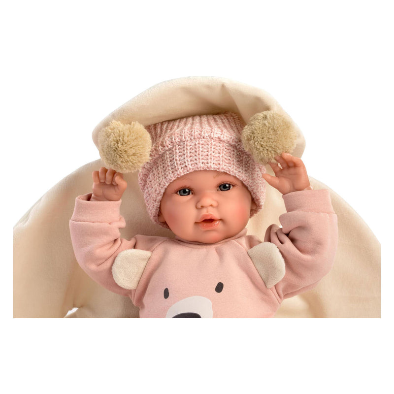 Afbeelding laden in galerijviewer, Llorens osito babypop met roze pakje - 36 cm
