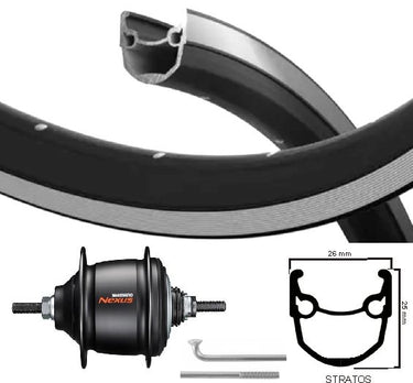Kgs achterwiel 28 inch stratos zwart zilver nexus 8 rollerbrake