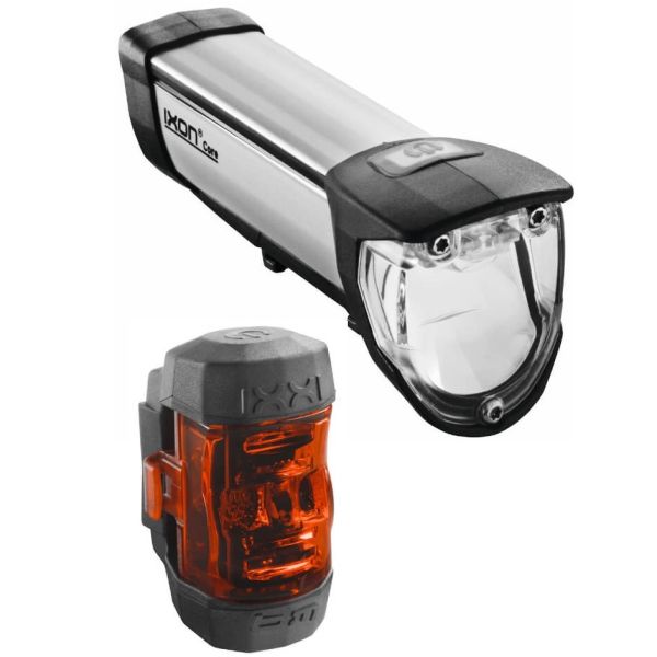 Load image into Gallery viewer, Busch müller verlichtingsset busch und müller ixon core + ixxi achterlicht usb oplaadbaar 50 lux - zwart zilver
