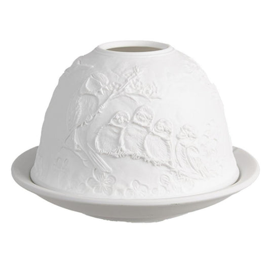 Clayre eef theelichthouder vogels porselein ã˜12x8cm