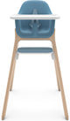 Uppababy ciro caleb - kinderstoel - blauw - hout - verstelbare voetensteun - afneembaar eetblad