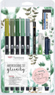 Tombow watercoloring set - greenery - 5 abt dual brush pennen - waterbrush - fineliner - gum