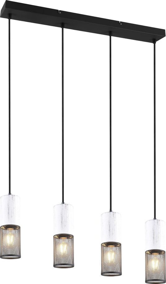 Trio tosh - hanglamp - zwart-wit - excl. 4x e27 40w - aanpasbaar in hoogte