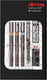 Rotring isograph-pennenset technische pen en vulpotlood collegeset | 3 fineliners (0,2 mm, 0,4 mm, 0,6 mm) en mechanisch vulpotlood (0,5 mm) plus accessoires | 9 stuks