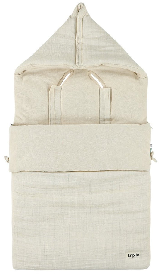 Trixie voetenzak bliss beige – autostoel kinderwagen – biologisch katoen – vanaf geboorte