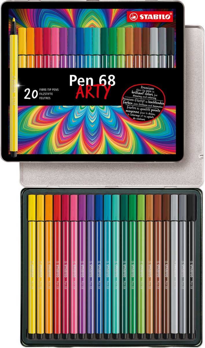 ギャラリービューアに画像をロードする, Stabilo pen 68 - viltstift - metalen doos met 20 stuks
