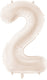 Partydeco fluwelen folieballon cijfer 2 in beige 86cm