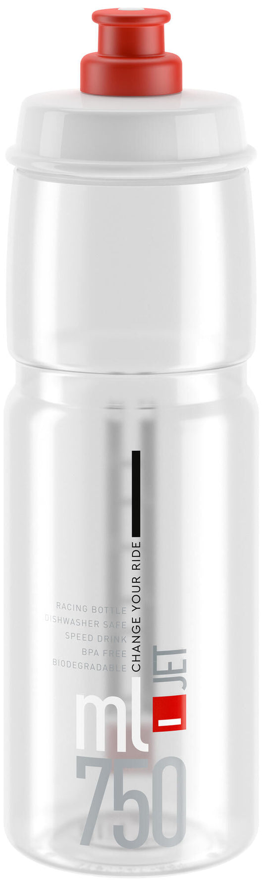 Elite bidon jet plus bottle jet plus 750ml clear red