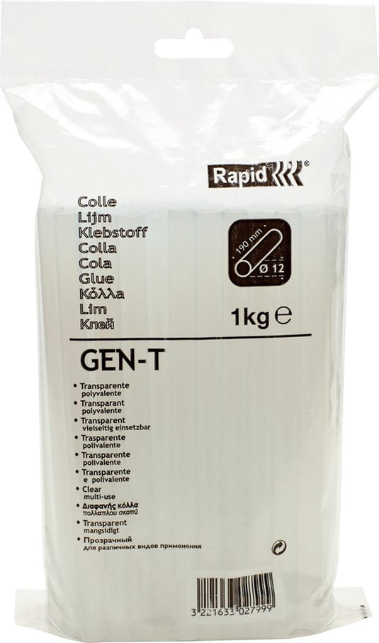 Rapid gen-t - lijmpatronen 12x190 mm - 1kg zak - transparant