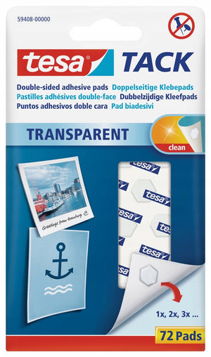 Tesa tack plakrondjes pads - 72x stuks - zelfklevend dubbelzijdig tape - plakrondjes pads voor o.a. foto's, tekeningen en kaarten