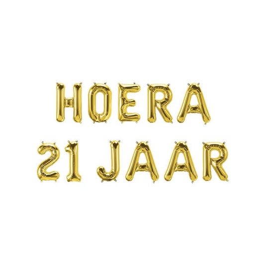 Paperdreams folie ballon slinger - hoera 21 jaar