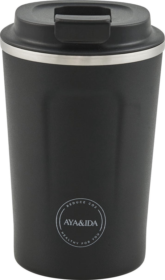 Aya ida aya ida - cup2go - thermosbeker - koffiebeker - coffee to go - reisbeker - meenemen - 380ml - matte black