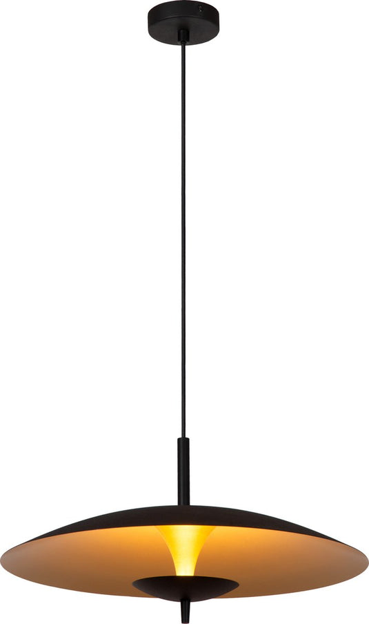 Lucide vulcan - hanglamp - ø 47 cm - led dimbaar - 1x9w 3000k - zwart