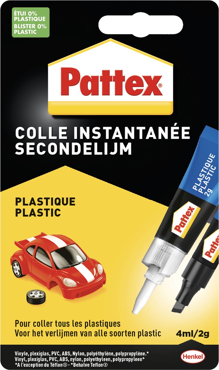 Laden Sie das Bild in Galerie -Viewer, Pattex plastics lijm 2 g + 4ml | universele plasticlijm voor alle toepassingen | bindend gebruik duo-plasticlijm .
