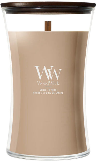 Woodwick hourglass large geurkaars - santal myrrh - 130 branduren