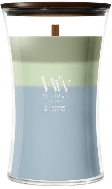 Woodwick hourglass - trilogy verdant woods - large geurkaars - 130 branduren