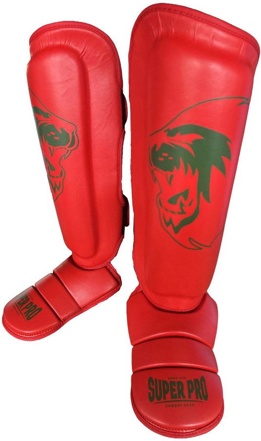Super pro combat gear scheenbeschermer nations maroc kids pu rood - groen xxs