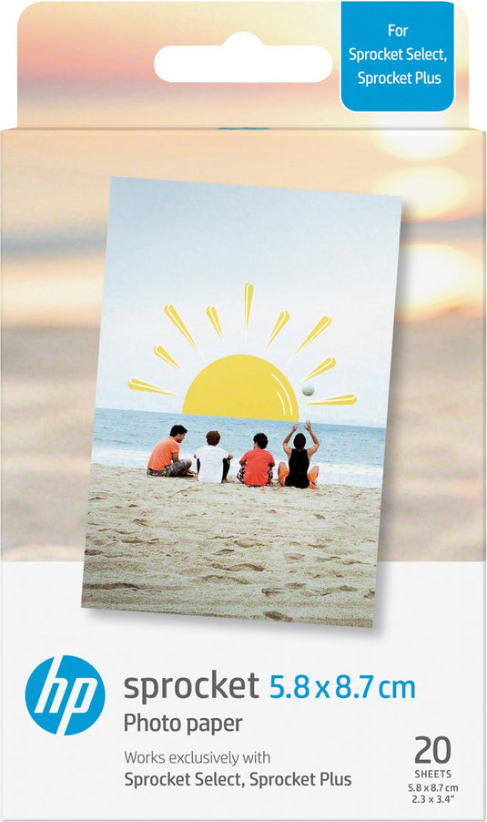 Hp sprocket plus zelfklevend fotopapier - 58x87mm - 20 stuks