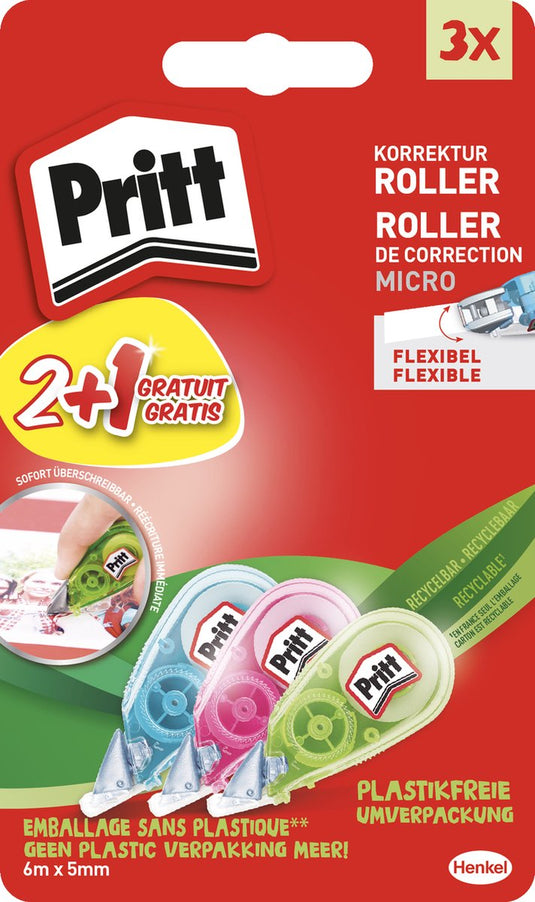 Pritt micro correctie roller 2st+1gratis