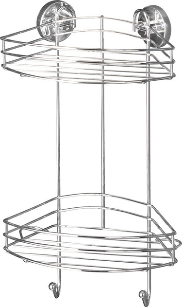 Wenko vacuum-loc hoekrek 2-laags chroom 24x16x41cm - doucherek - douchemand - bevestigen zonder boren