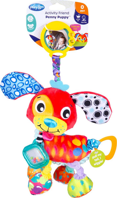 Playgro activity friend penny puppy - baby speelgoed - hangspeeltje - kinderwagenspeeltje - rammelaar - kinderwagenaccessoire - buggyaccessoire - educatief speelgoed- - knuffeldier