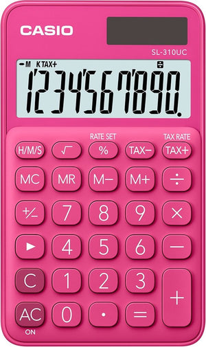 Casio sl-310uc-rd - zakrekenmachine - 10-cijferig display - zonne- en batterijvoeding - rood