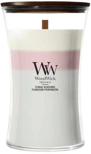 Woodwick hourglass - trilogy floral blossoms - large geurkaars - 130 branduren