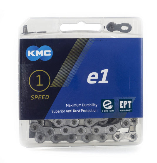 KMC Fietsketting E1 EPT 110 schakels, 1 2 X 3 32, Zilver, 306g