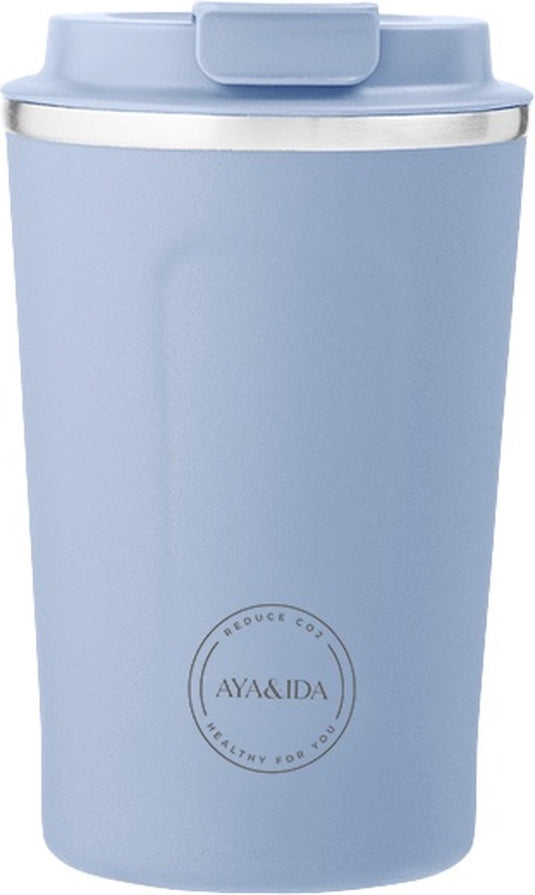 Aya ida aya ida - cup2go - thermosbeker - koffiebeker - coffee to go - reisbeker - meenemen - 380ml - powder blue