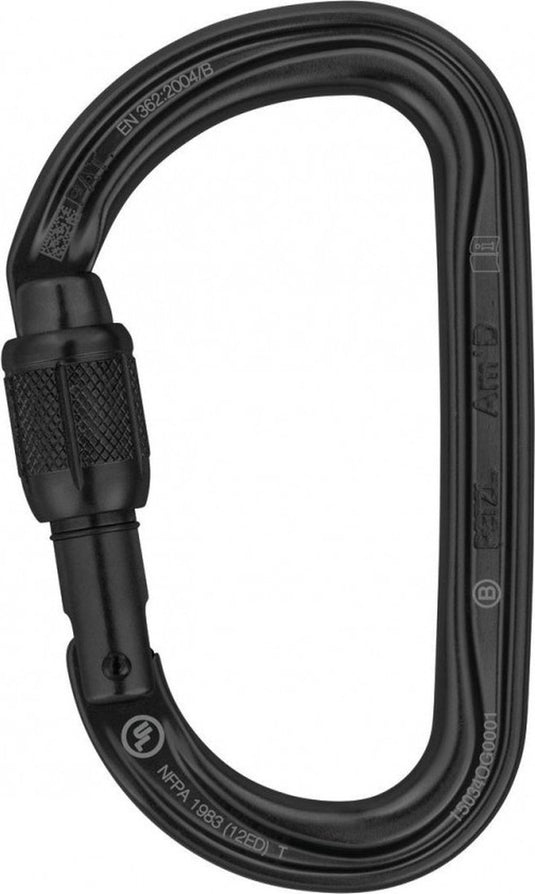 Petzl am'd screw lock asymmetrische schroefkarabiner zwart