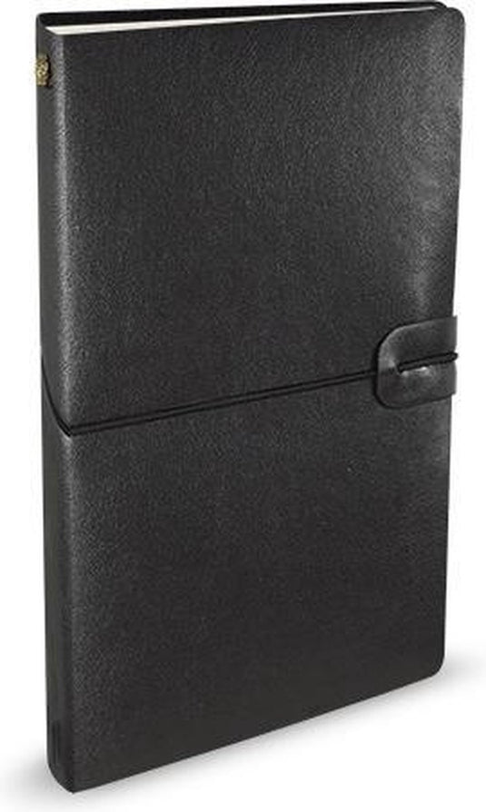 Peter pauper notitieboek - voyager - leder cover - black - met koordsluiting - 12x20 cm