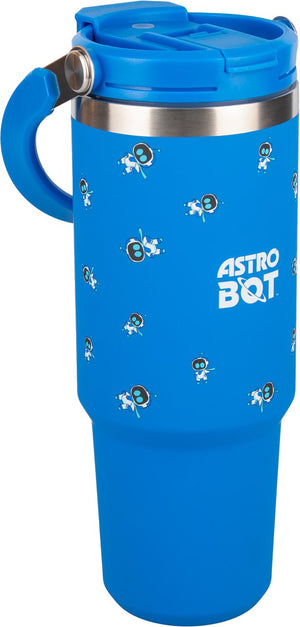 Paladone astro bot 900ml geïsoleerde tumbler met handvat en rietje, smalle basis voor autobekerhouder, officieel gelicentieerd drinkgerei -